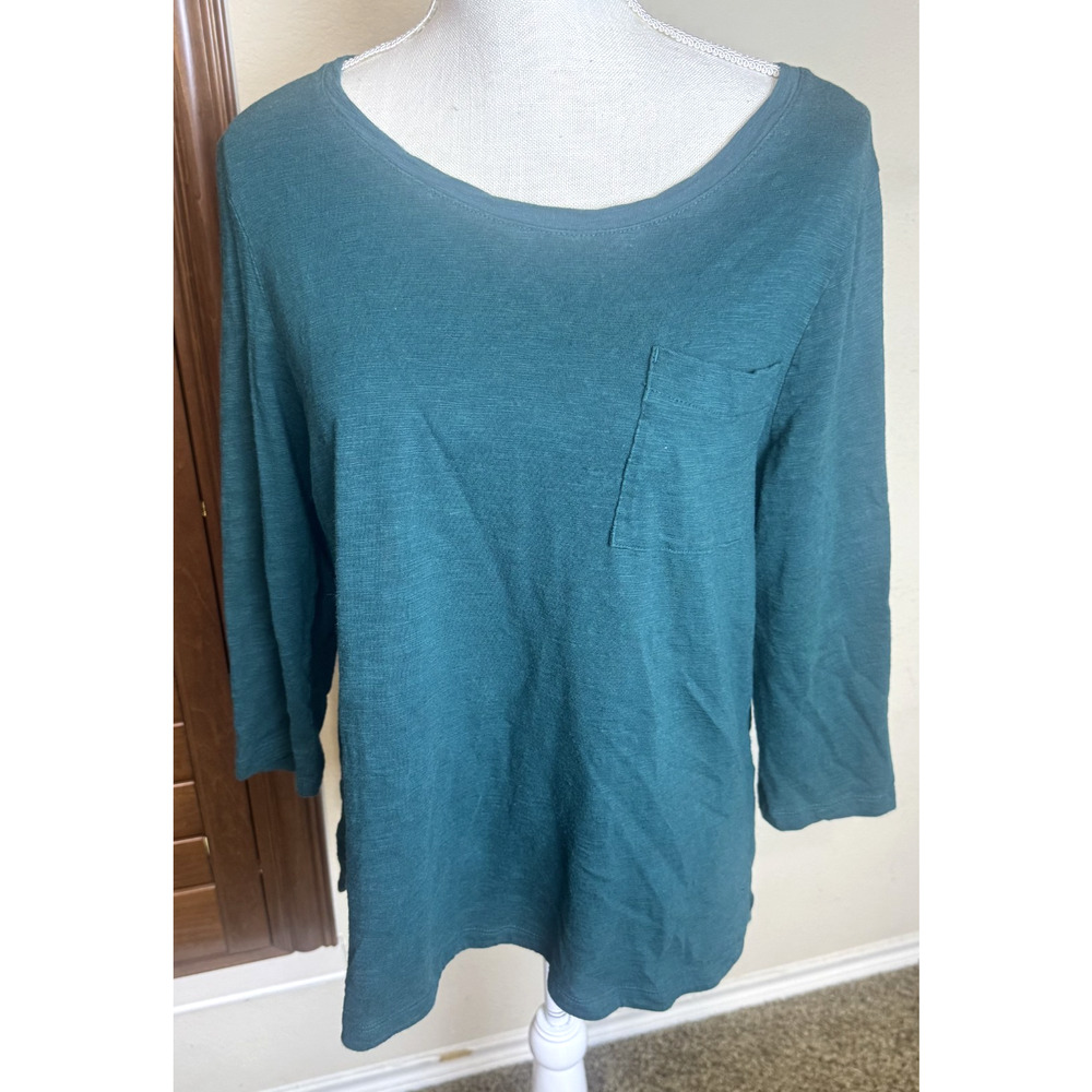 Chico’s Ultimate Tee‎ Super Soft Forest Green Top knit shirt sz 2/L cotton modal